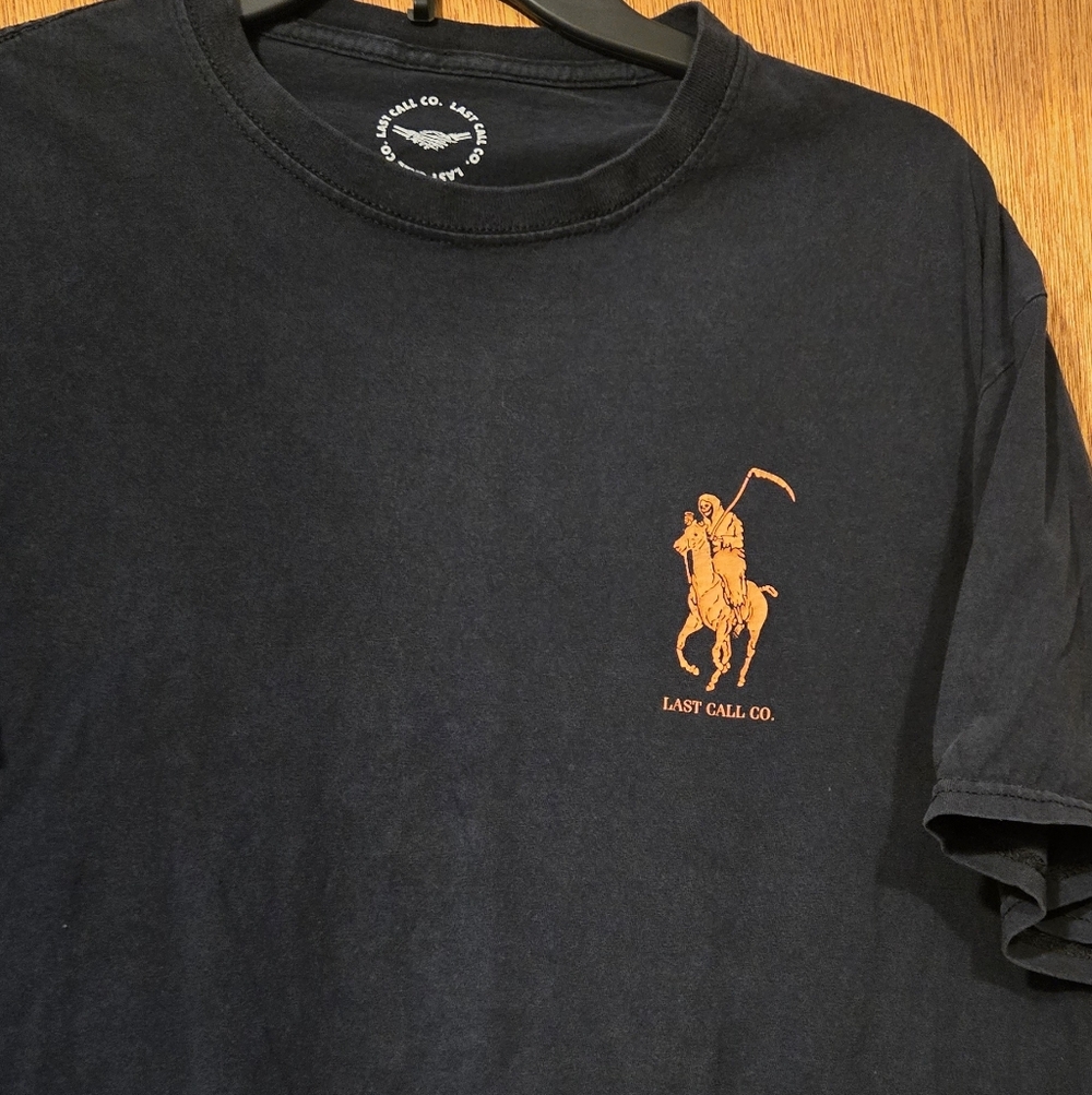 Ralph Lauren Black Tee with Orange Logo SzL - Picture 3 of 6